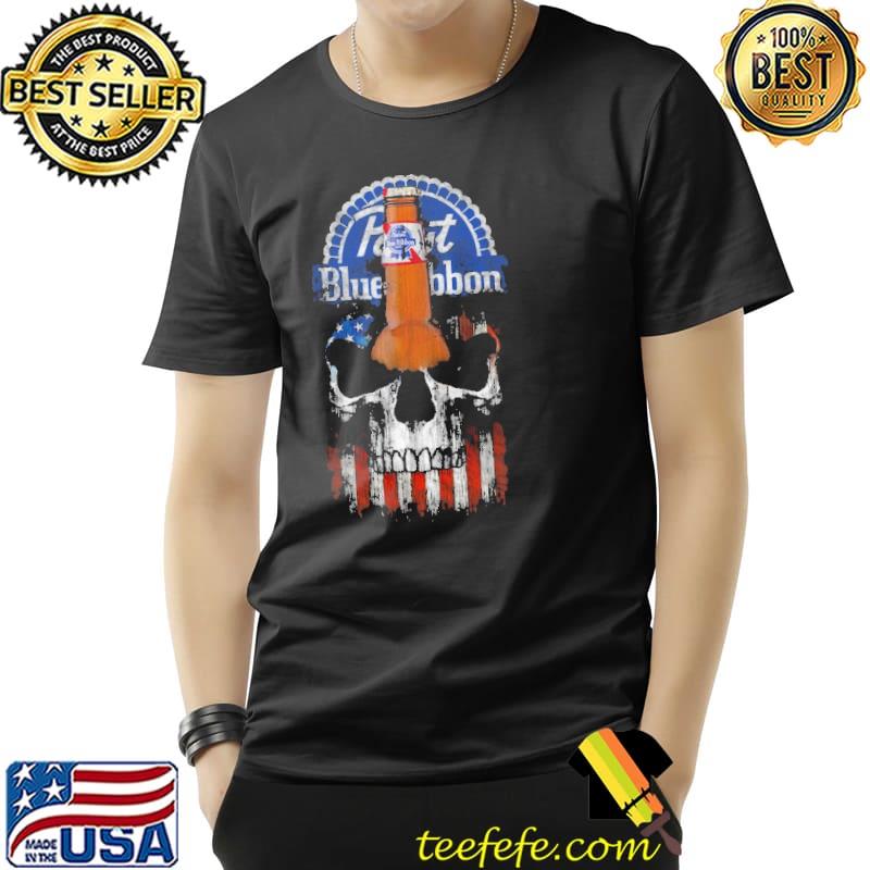 Pabst Blue Ribbon Beer Skull American Flag Shirt Unisex Pabst Blue Ribbon Beer Skull American Flag Shirt Unisex