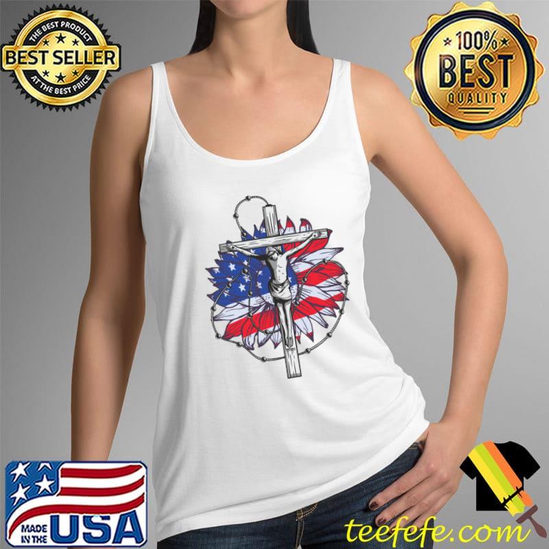 Patriotic American Christian Cross Bible Psalm Sunflower T- Tank Top Patriotic American Christian Cross Bible Psalm Sunflower T- Tank Top