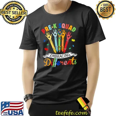 Prek Squad Embracing Differences Autism SPED Teacher Student T-Shirt