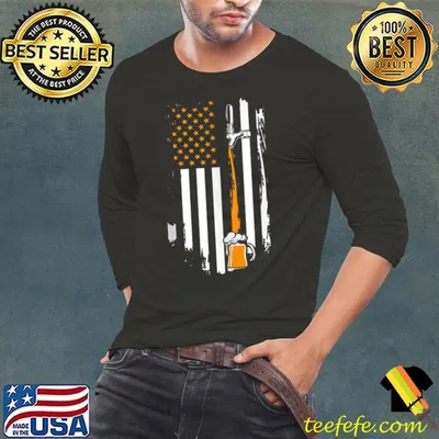 Premium USA Patriotic men women and US American flag with beer T-shirt