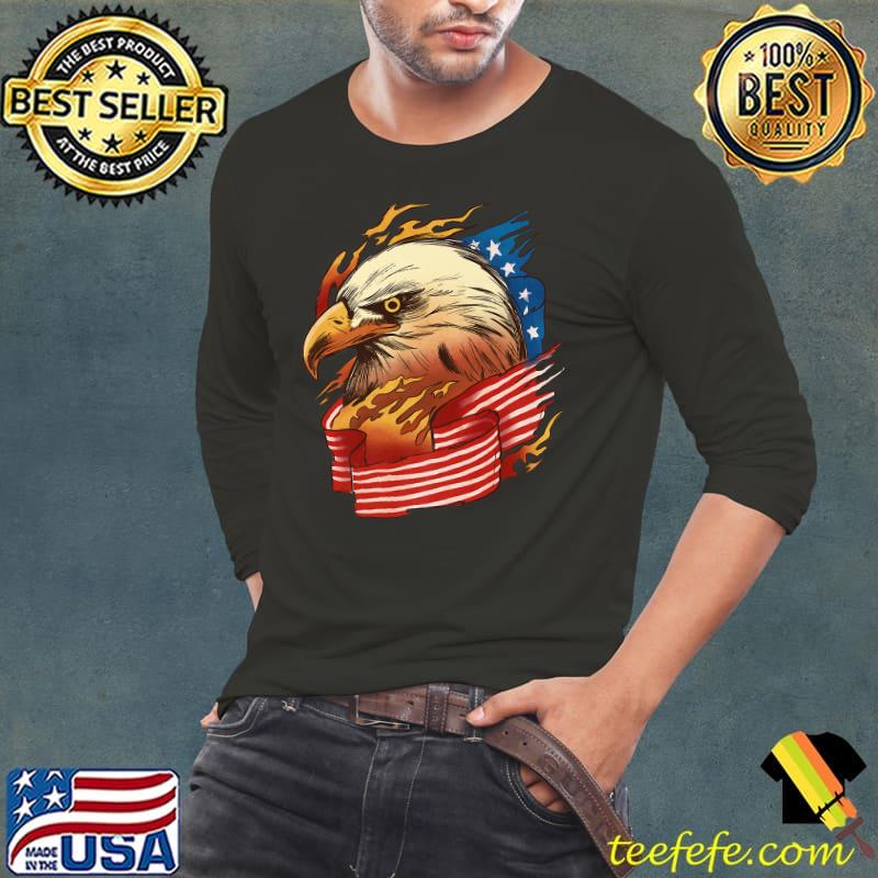 Proud American Flag Eagle Illustration - America Pride - 4th Premium T-Shirt Long Sleeve Tee Proud American Flag Eagle Illustration - America Pride - 4th Premium T-Shirt Long Sleeve Tee