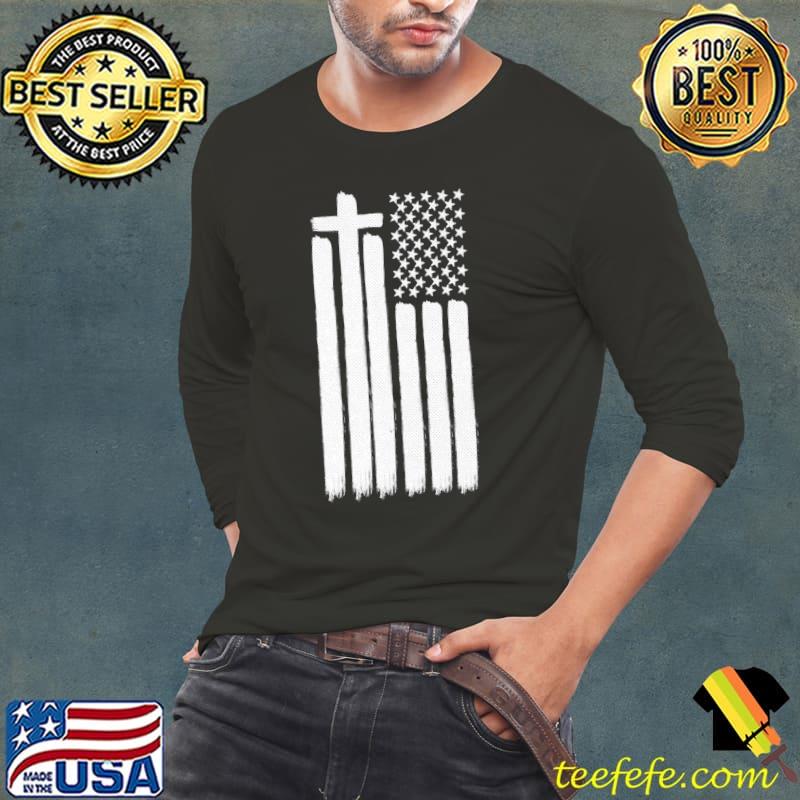 Proud American Flag Religious Items Patriot Christian Cross T- Long Sleeve Tee Proud American Flag Religious Items Patriot Christian Cross T- Long Sleeve Tee