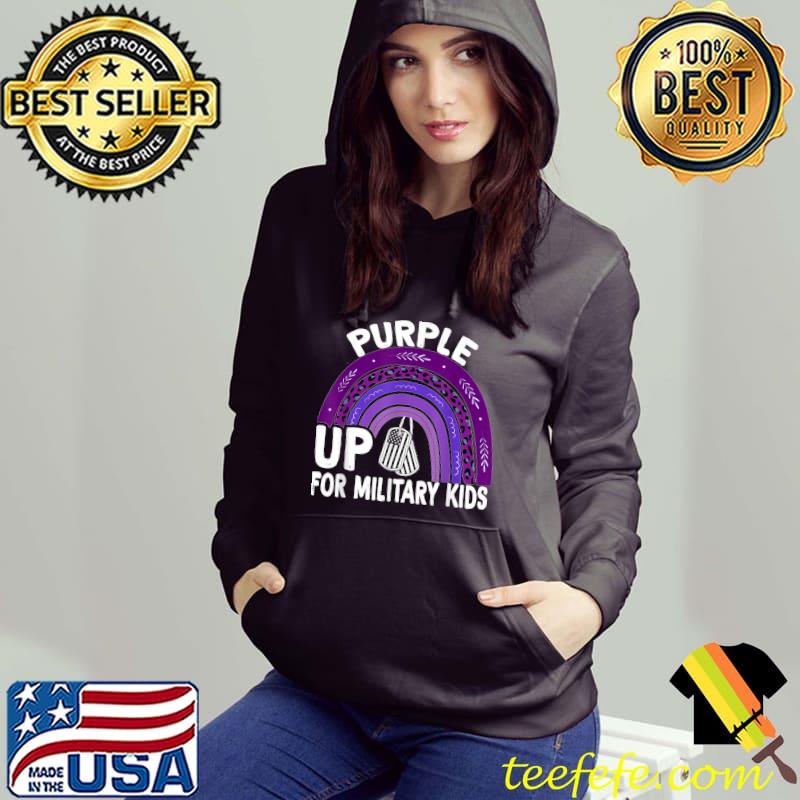 Purple up for Military Kids Rainbow Military Child Month T-Shirt Hoodie Purple up for Military Kids Rainbow Military Child Month T-Shirt Hoodie