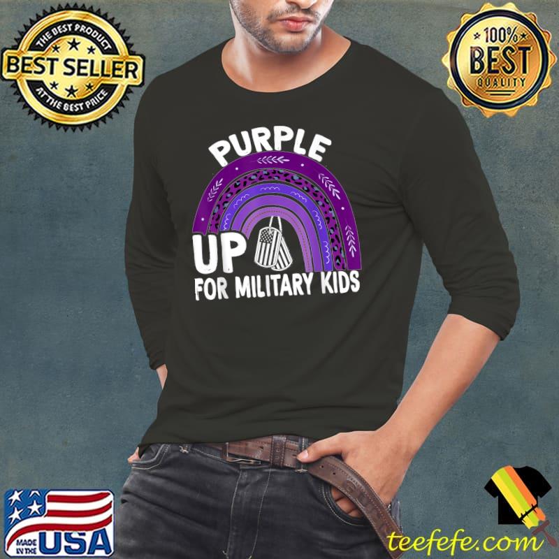 Purple up for Military Kids Rainbow Military Child Month T-Shirt Long Sleeve Tee Purple up for Military Kids Rainbow Military Child Month T-Shirt Long Sleeve Tee