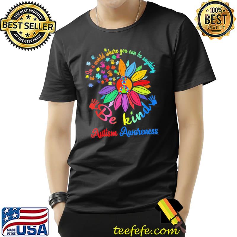 Puzzle sunflower be kind autism awareness mom support shirt