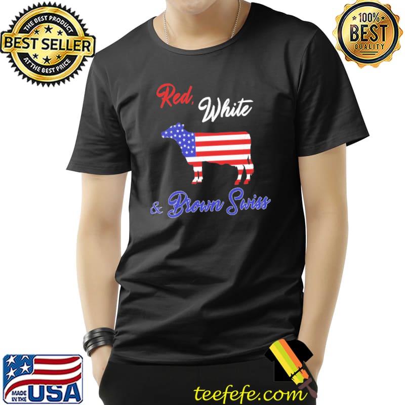 Red White And Brown Swiss Buff American Flag Shirt