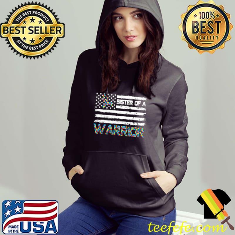 Retro Sister Of A Warrior Autism Awareness Day American Flag T-shirt Retro Sister Of A Warrior Autism Awareness Day American Flag T-shirt