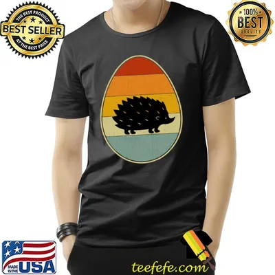 Retro Style Easter Egg Graphic Funny Easter Day Hedgehog T-shirt