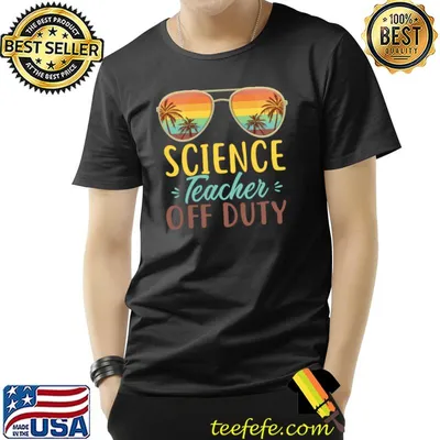Science Teacher Off Duty Sunglasses Beach Sunset Retro T-Shirt
