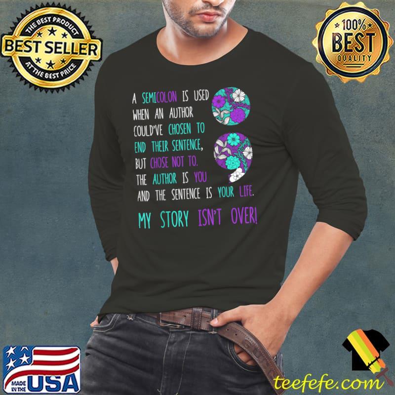 Semicolon Depression Awareness Mental Health T-Shirt Long Sleeve Tee Semicolon Depression Awareness Mental Health T-Shirt Long Sleeve Tee