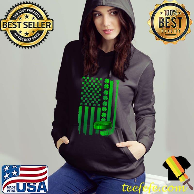 Shamrock Irish American Flag Ice Hockey St Patrick's Day T-Shirt Hoodie Shamrock Irish American Flag Ice Hockey St Patrick's Day T-Shirt Hoodie