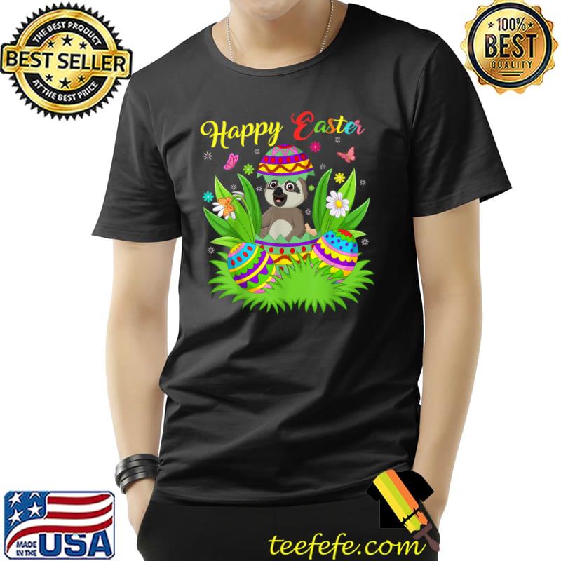 Sloth Animal Lover Floral Easter Egg Funny Sloth Easter T-Shirt