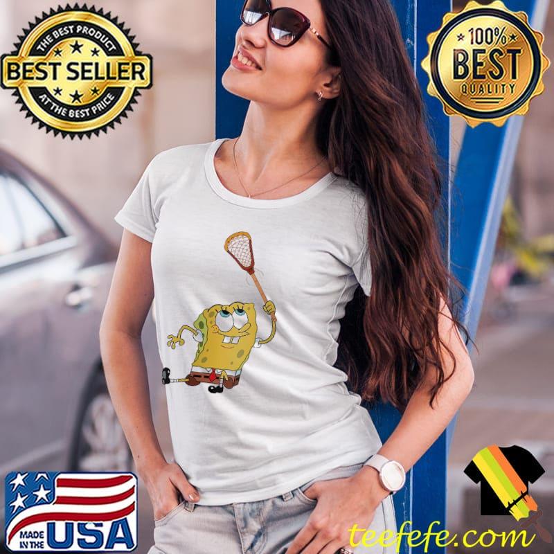 SpongeBob siting with lacrosse stick Ladies Tee SpongeBob siting with lacrosse stick Ladies Tee