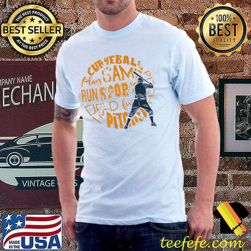 Sports Softball Pitcher Word Art Baseball Team T-Shirt