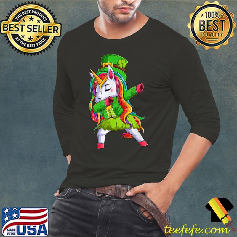 St Patrick's Day Girls Dabbing Unicorn Leprechaun Lepricorn T-Shirt