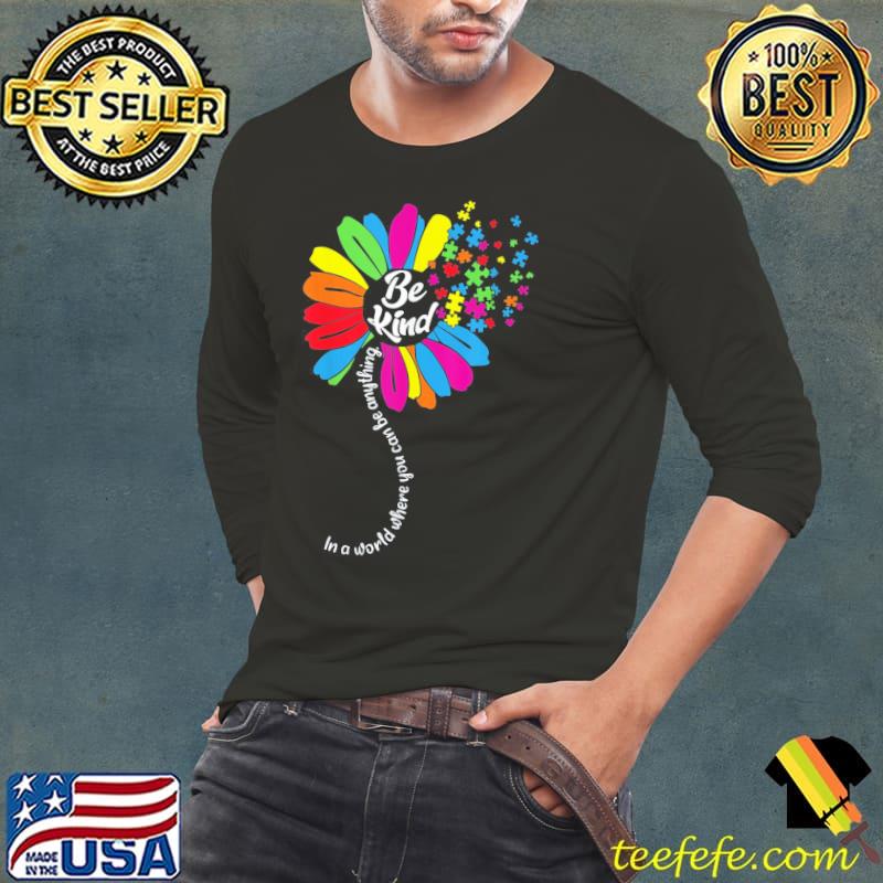 Sunflower autism awareness be kind puzzle mom Long Sleeve Tee Sunflower autism awareness be kind puzzle mom Long Sleeve Tee