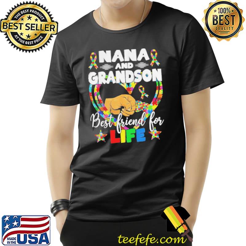 Supportive women autism awareness nana and grandson shirt