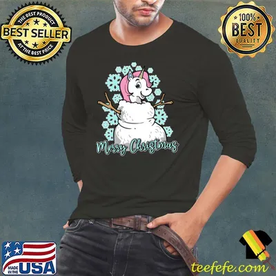 Top Unicorn Snowman Merry Christmas T-shirt