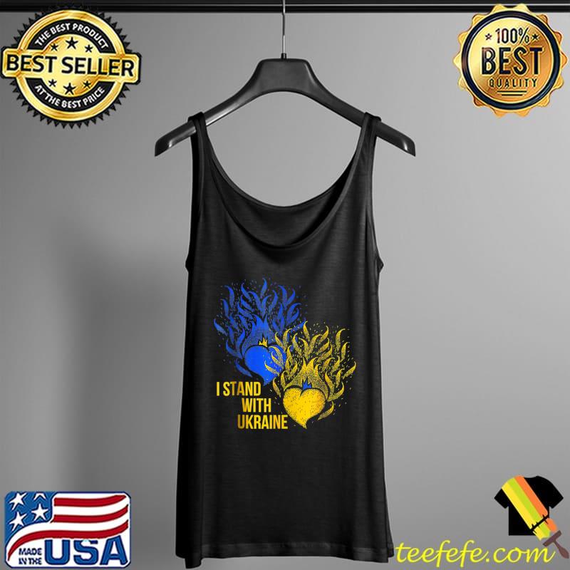 Ukraine Supporter Flag Color Blue Yellow Fire Hearts T- Tank Top Ukraine Supporter Flag Color Blue Yellow Fire Hearts T- Tank Top