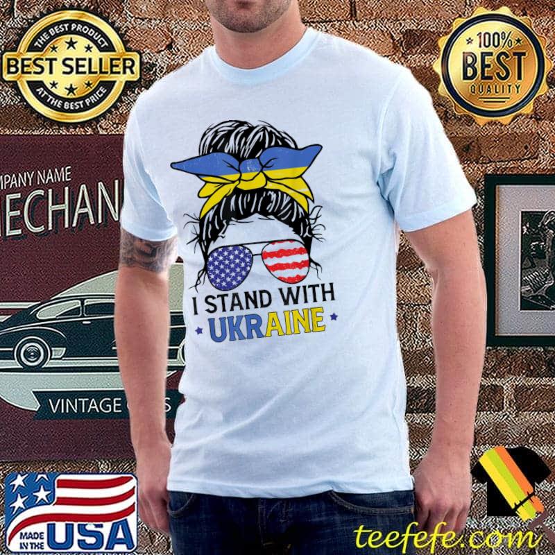 Ukrainian American flag I stand with Ukraine messy bun women Unisex Ukrainian American flag I stand with Ukraine messy bun women Unisex