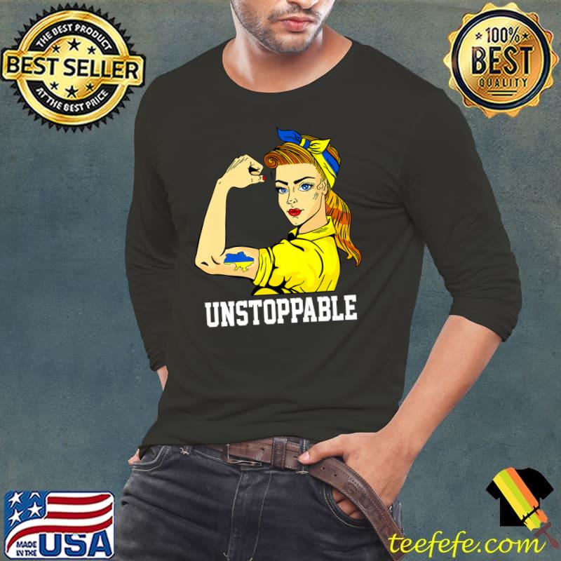 Ukrainian Strong Ukraine Girl Unstoppable Flag Map Premium T-Shirt Long Sleeve Tee Ukrainian Strong Ukraine Girl Unstoppable Flag Map Premium T-Shirt Long Sleeve Tee