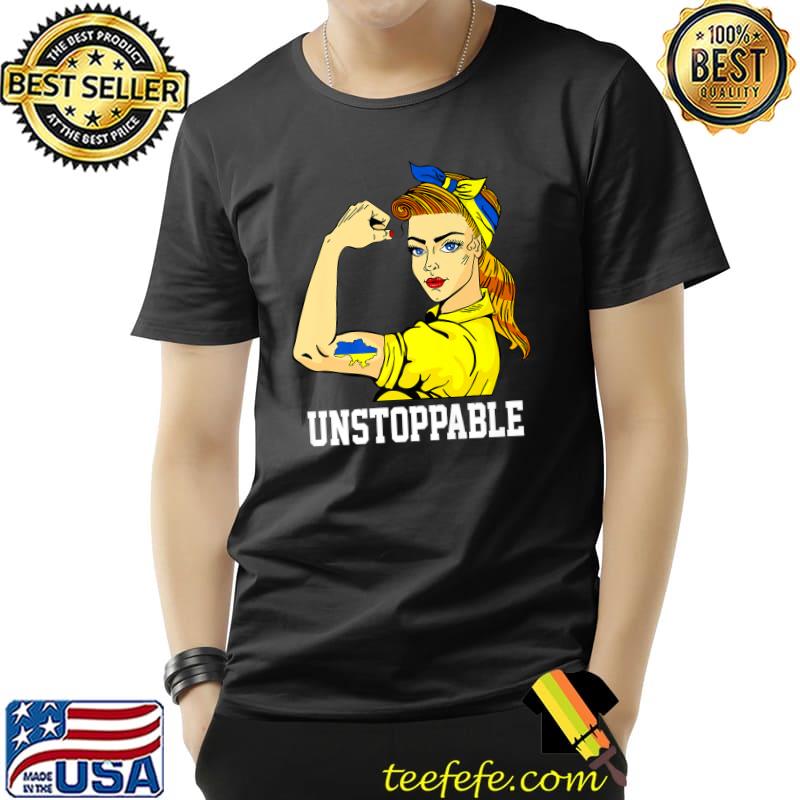 Ukrainian Strong Ukraine Girl Unstoppable Flag Map Premium T-Shirt
