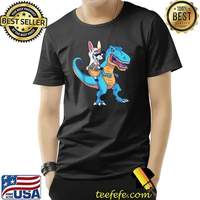 Unicorn Riding T rex Dinosaur Easter Day Bunny Egg Costume T-Shirt