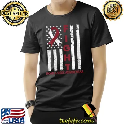 Vintage Fight Head & Neck Cancer Awareness Warrior USA Flag T-shirt