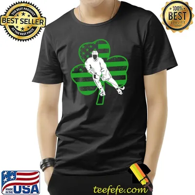 Vintage Irish American Flag St Patricks Day Hockey T-shirt