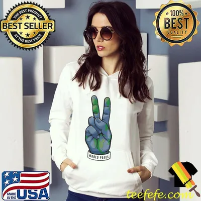 World peace earth day awareness peace sign hand gesture shirt