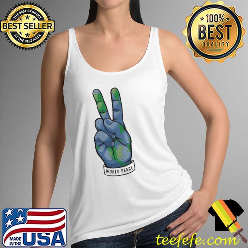 World peace earth day awareness peace sign hand gesture Tank Top World peace earth day awareness peace sign hand gesture Tank Top