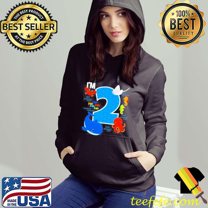 2 years old birthday whale fish sea bday Hoodie 2 years old birthday whale fish sea bday Hoodie
