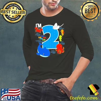 2 years old birthday whale fish sea bday shirt