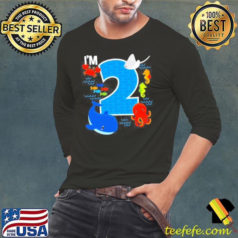 2 years old birthday whale fish sea bday shirt
