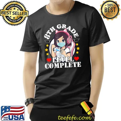 8th Grade Graduation Girl Loves Anime Gaming Face Mask Girls T-Shirt