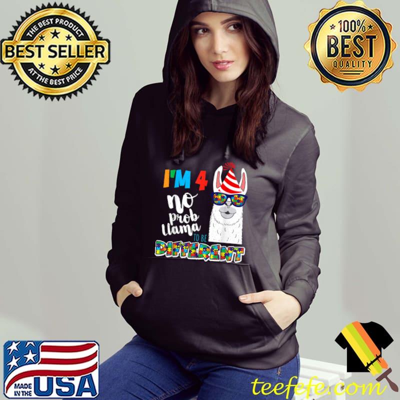 Age 4 Year Old Birth Llama Puzzle April Autism Awareness T-Shirt Hoodie Age 4 Year Old Birth Llama Puzzle April Autism Awareness T-Shirt Hoodie