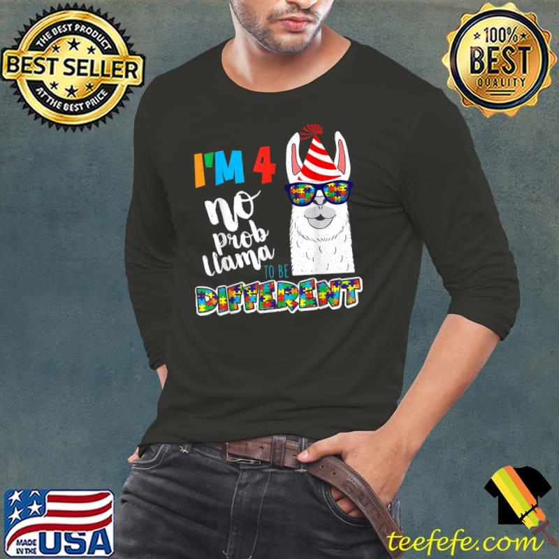 Age 4 Year Old Birth Llama Puzzle April Autism Awareness T-Shirt