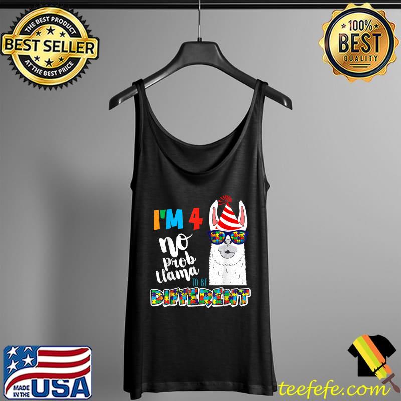 Age 4 Year Old Birth Llama Puzzle April Autism Awareness T-Shirt Tank Top Age 4 Year Old Birth Llama Puzzle April Autism Awareness T-Shirt Tank Top