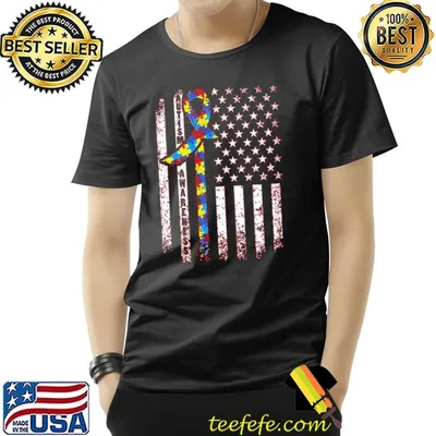 Autism Awareness Distressed American Flag Shirt