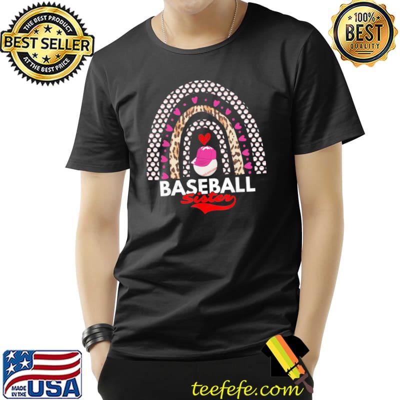Baseball Sister Baseball Leopard Rainbow Sister T-Shirt