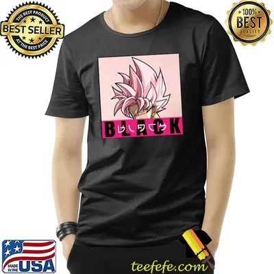 Black pink hair songoku anime shirt