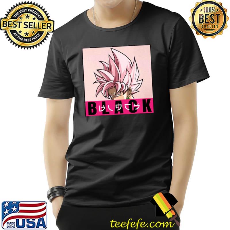 Black pink hair songoku anime shirt