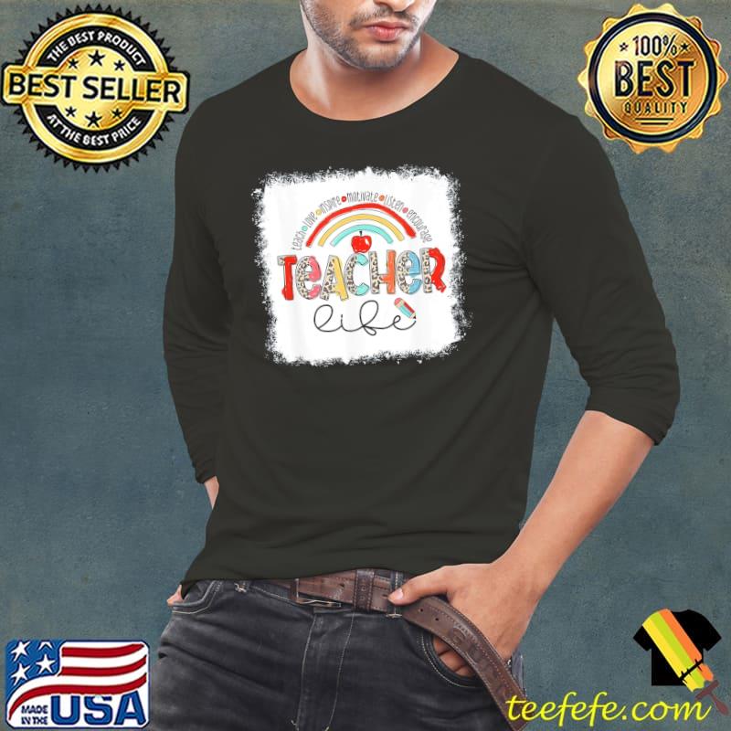 Bleached Leopard Teach Love Inspire Teacher Life T-Shirt Long Sleeve Tee Bleached Leopard Teach Love Inspire Teacher Life T-Shirt Long Sleeve Tee