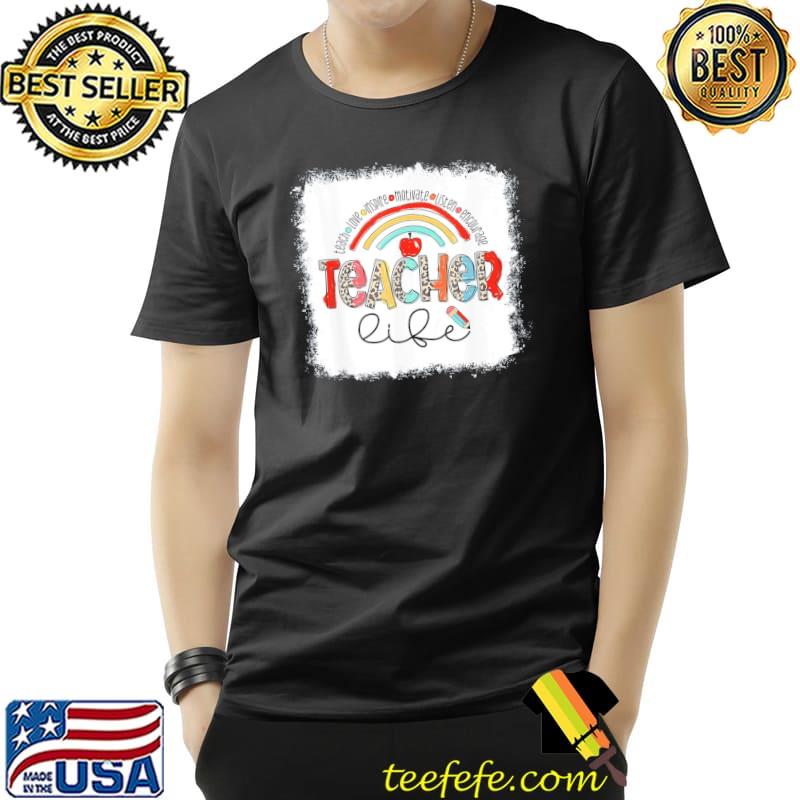 Bleached Leopard Teach Love Inspire Teacher Life T-Shirt