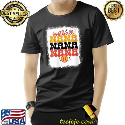 Bleached Softball Nana Retro Softball Mom Funny Mothers Day T-Shirt