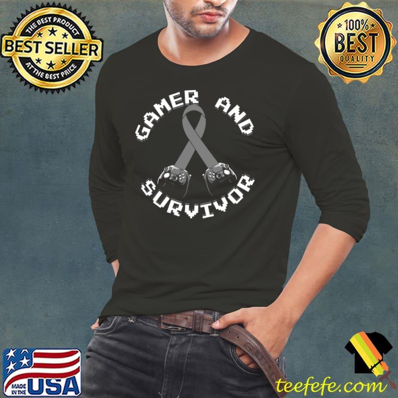 Brain Cancer Awareness Gamer And Survivor T-Shirt
