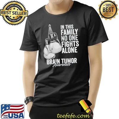 Brain Tumor Awareness Month Boxing Gloves Gray Cancer Ribbon T-Shirt