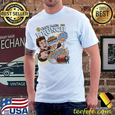 Captain mal's krunch cereal colorfully illustrated shirt