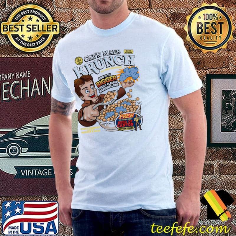 Captain mal's krunch cereal colorfully illustrated shirt