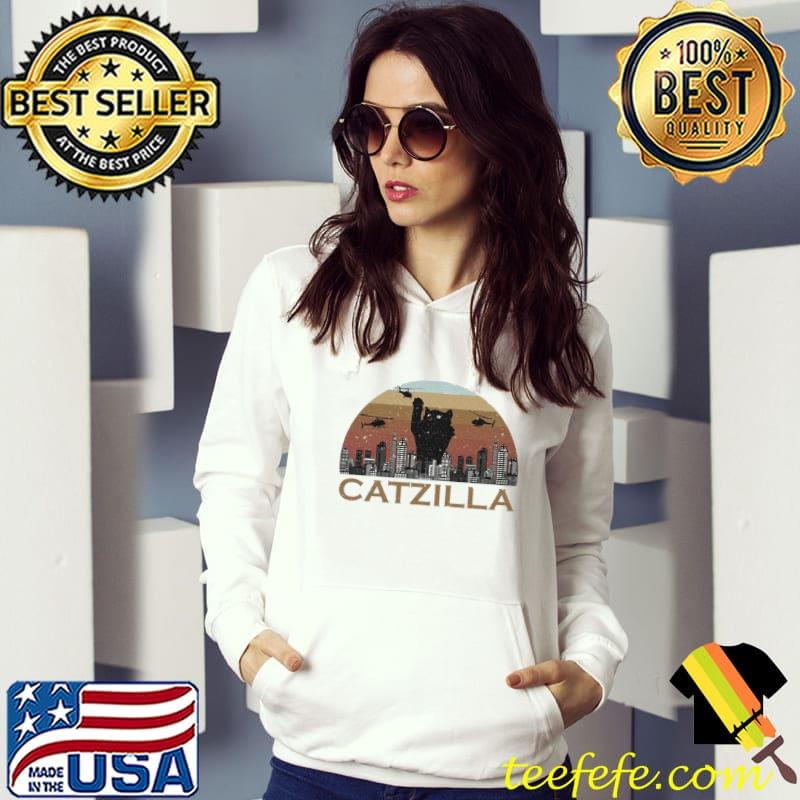 Catzilla japanese vintage sunset style cat kitten lover ultra cotton Hoodie Catzilla japanese vintage sunset style cat kitten lover ultra cotton Hoodie
